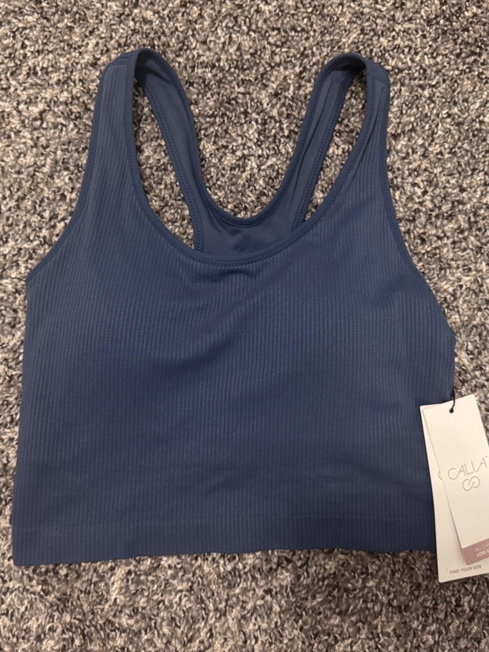 CALIA by Carrie Underwood Ribbed Racerback Tank - Navy